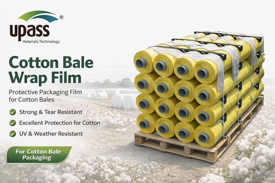 Film d'emballage de balles de coton à haute efficacité | Film PE compatible RFID pour les cueilleurs de coton