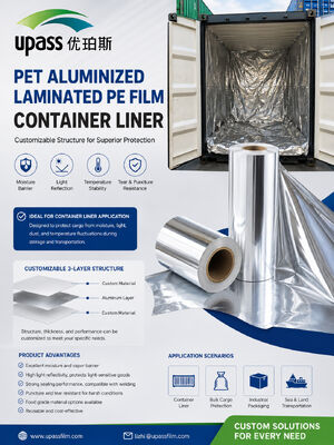 150 μm VMPET Film laminé en aluminium PET pour l'isolation et la protection contre l'humidité des conteneurs de transport